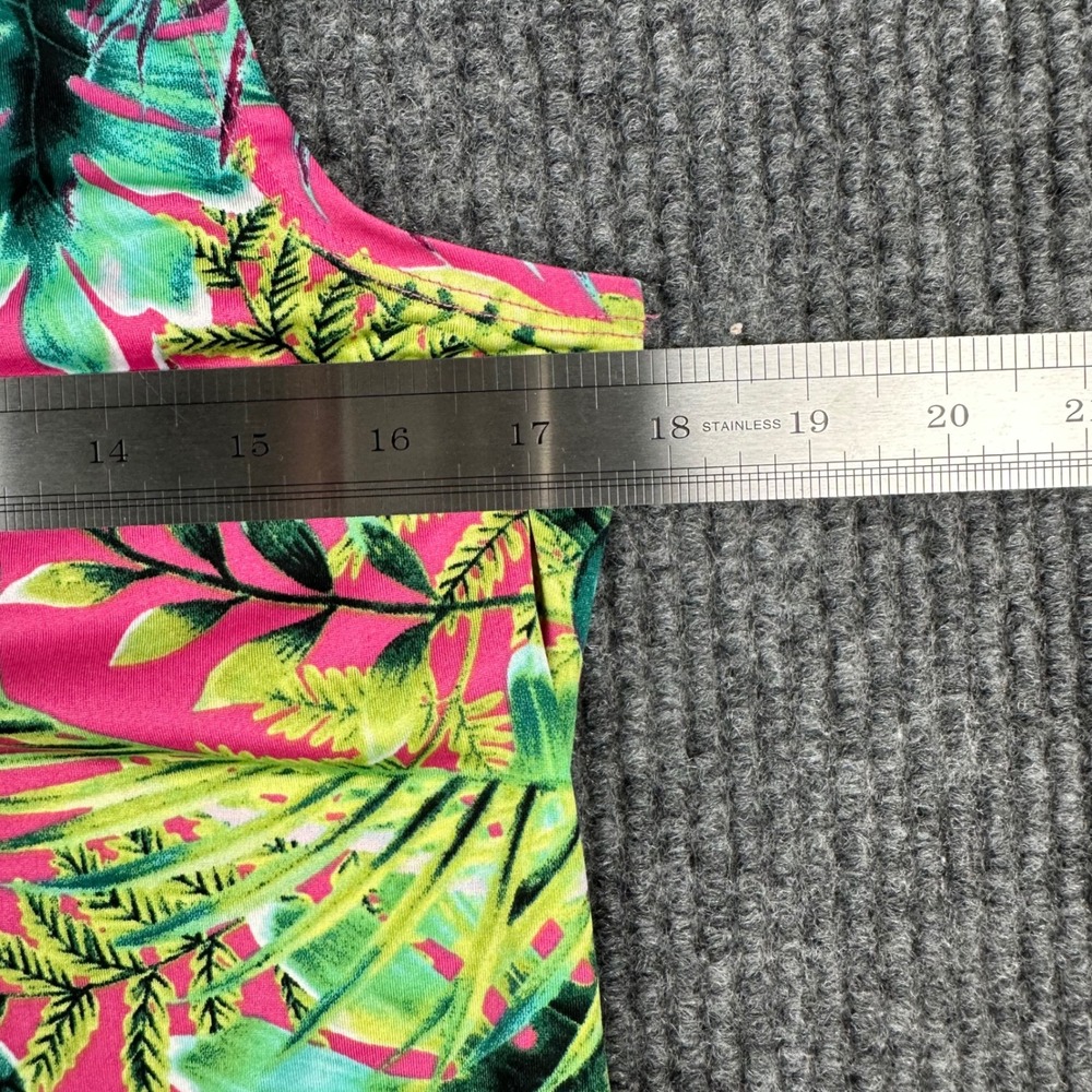 Tommy Bahama Golf Womens M Sleeveless Polo Pink Lime Tropical Leaf Print Floral - Picture 7 of 8